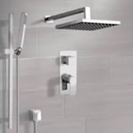 Remer SFR98 Chrome Shower Set With Rain Shower Head and Hand Shower